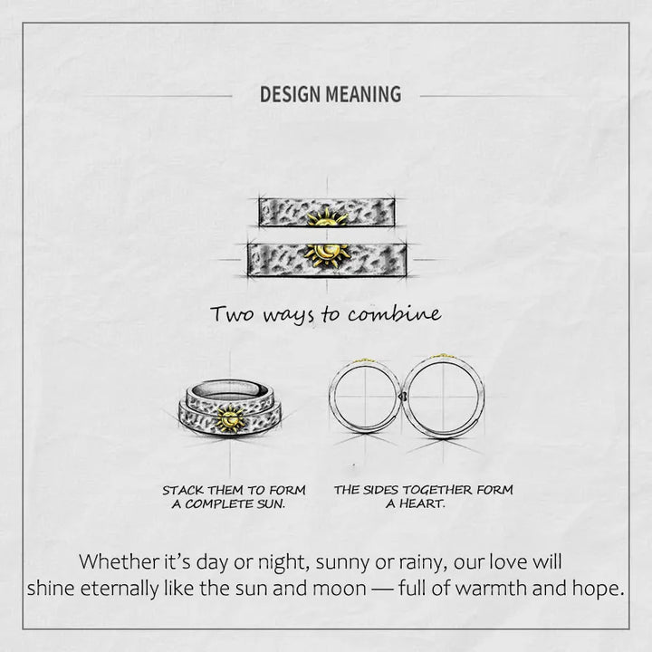 ULIKING JEWELRY RINGS  S925 Sterling Silver Sun & Moon Eternal Couple Ring 03