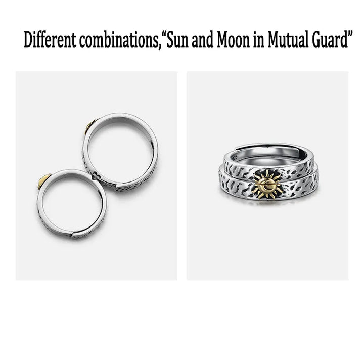 ULIKING JEWELRY RINGS  S925 Sterling Silver Sun & Moon Eternal Couple Ring 04