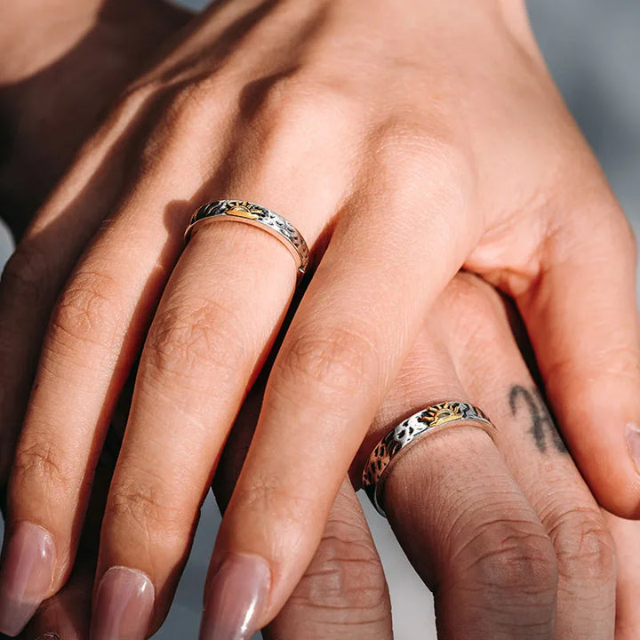 ULIKING JEWELRY RINGS  S925 Sterling Silver Sun & Moon Eternal Couple Ring 06