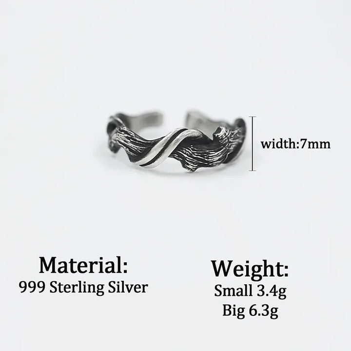 ULIKING JEWELRY RINGS   S999 Sterling Silver Driftwood Ring 06