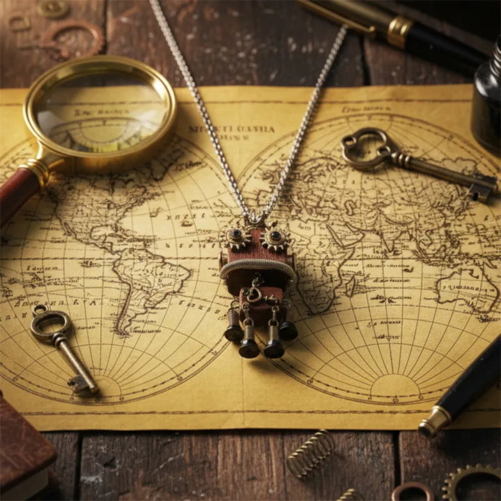  ULIKING JEWELRY NECKLACES  Springy Bot Steampunk Robot Handmade Necklace 04