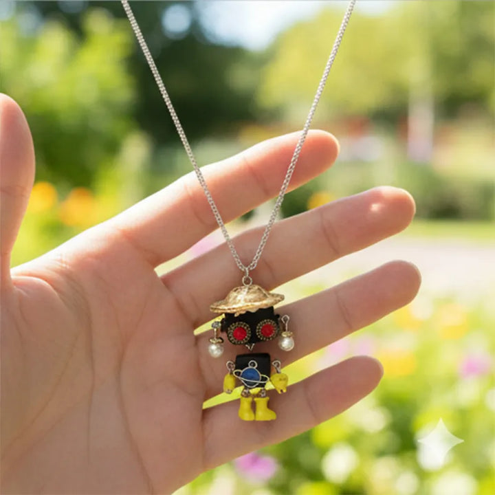  ULIKING JEWELRY NECKLACES  Straw Boy Steampunk Robot Handmade Necklace 02