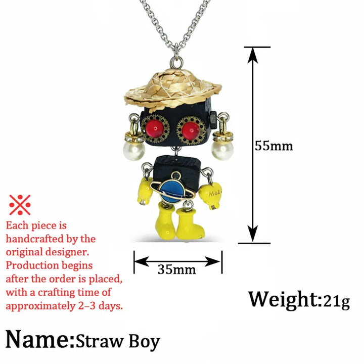  ULIKING JEWELRY NECKLACES  Straw Boy Steampunk Robot Handmade Necklace 05