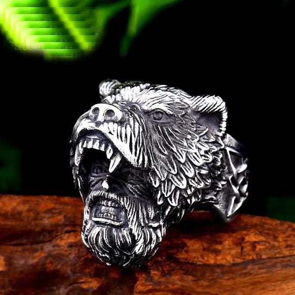 ULIKING JEWELRY RINGS  Viking Bear Man Stainless Steel Ring 01