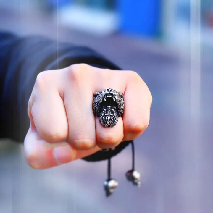 ULIKING JEWELRY RINGS  Viking Bear Man Stainless Steel Ring 02