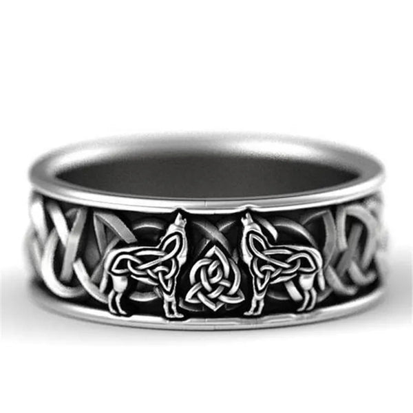 ULIKING JEWELRY RINGS Viking Celtic Wolf Stainless Steel Ring 01