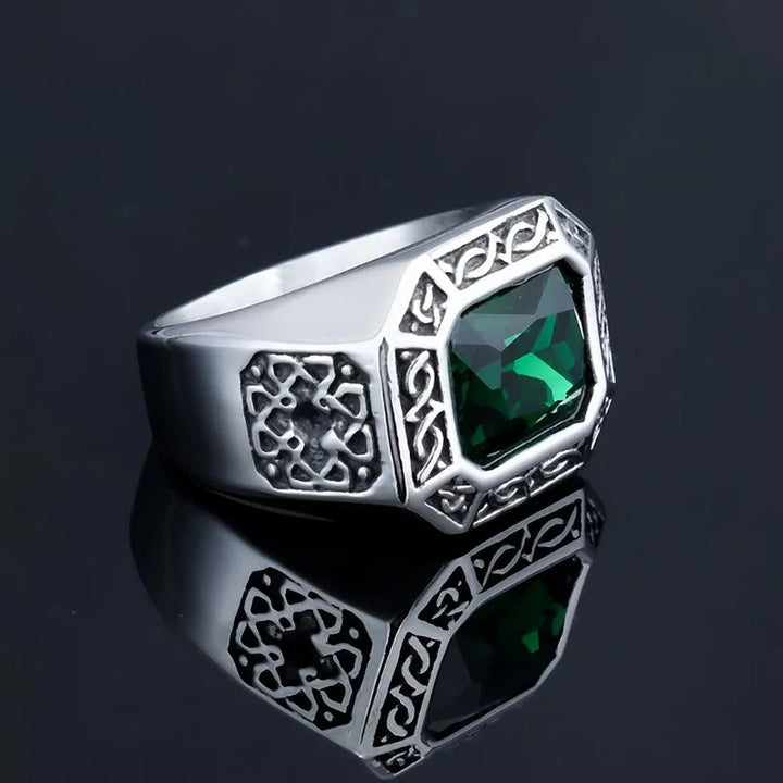 ULIKING JEWELRY RINGS Viking Emerald Stainless Steel Ring  01