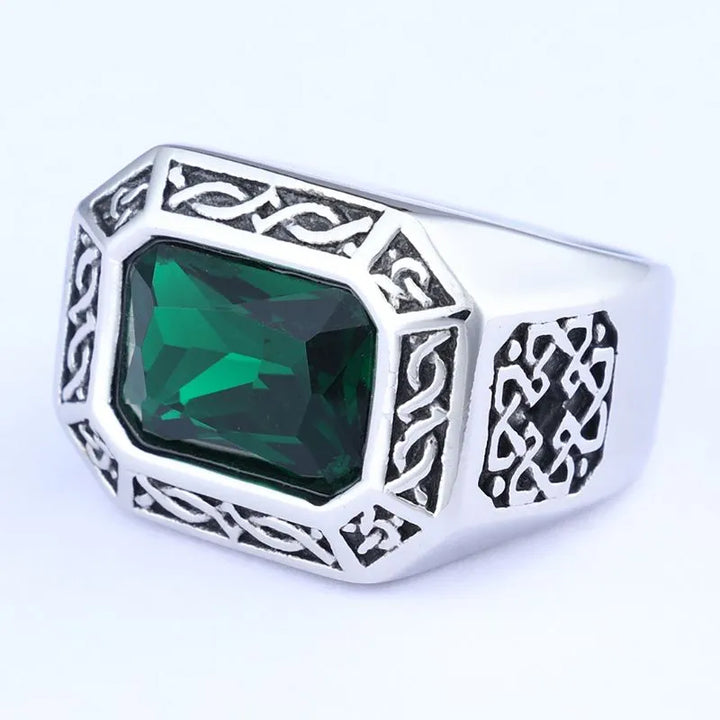 ULIKING JEWELRY RINGS Viking Emerald Stainless Steel Ring  05