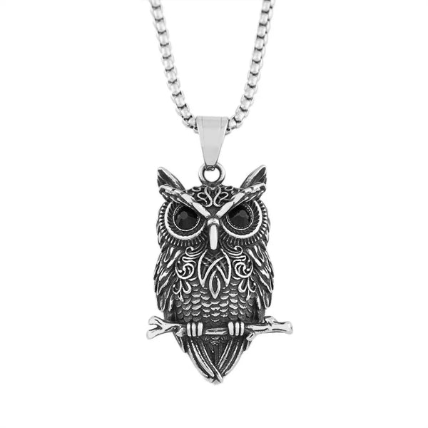  ULIKING JEWELRY PENDANTS Viking Owl Stainless Steel Pendant 01