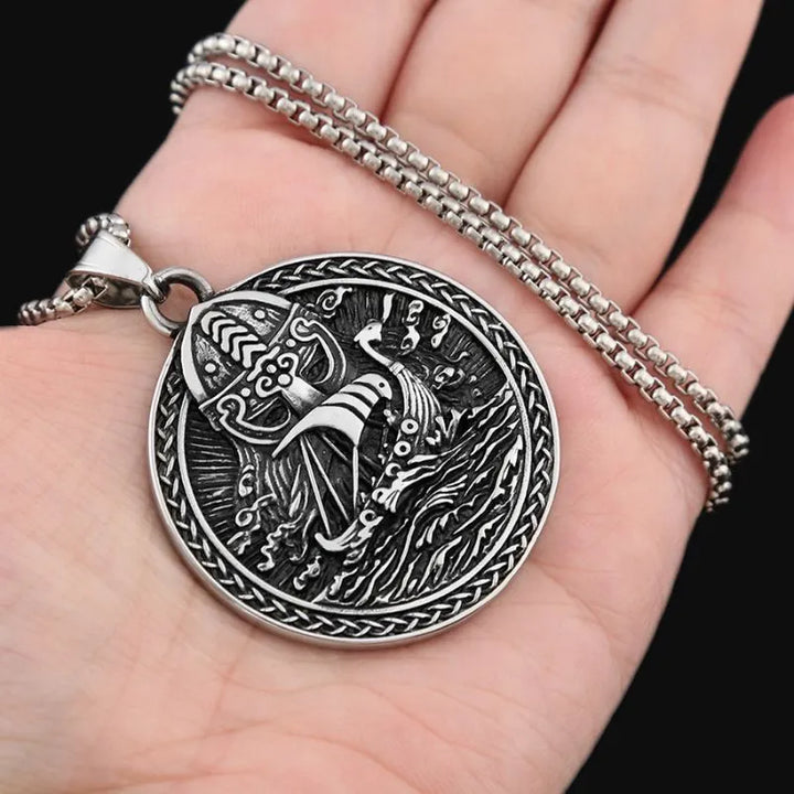 ULIKING JEWELRY PENDANTS Viking Pirate Ship Stainless Steel Pendant Necklace 02