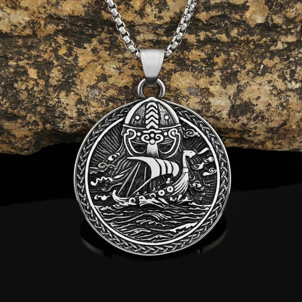 ULIKING JEWELRY PENDANTS Viking Pirate Ship Stainless Steel Pendant Necklace 01