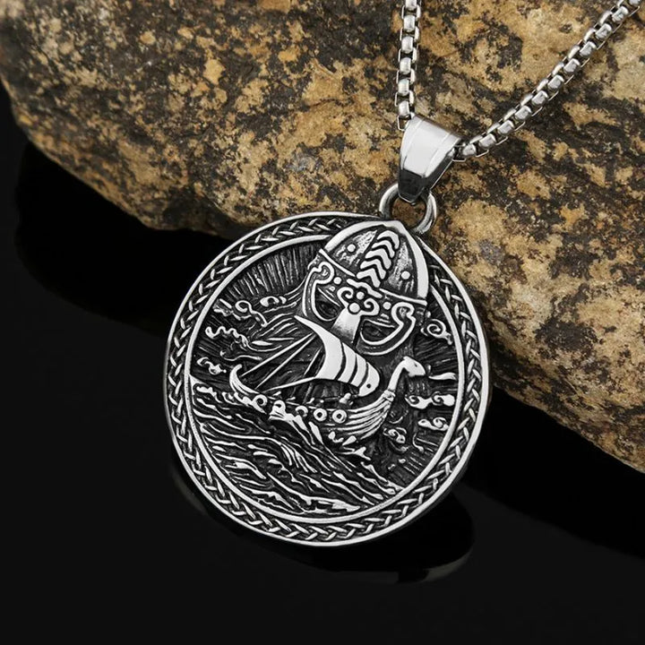 ULIKING JEWELRY PENDANTS Viking Pirate Ship Stainless Steel Pendant Necklace 04