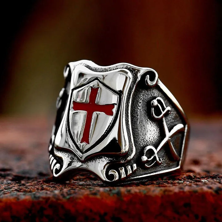 ULIKING JEWELRY RINGS Viking Shield Cross Stainless Steel Ring 01