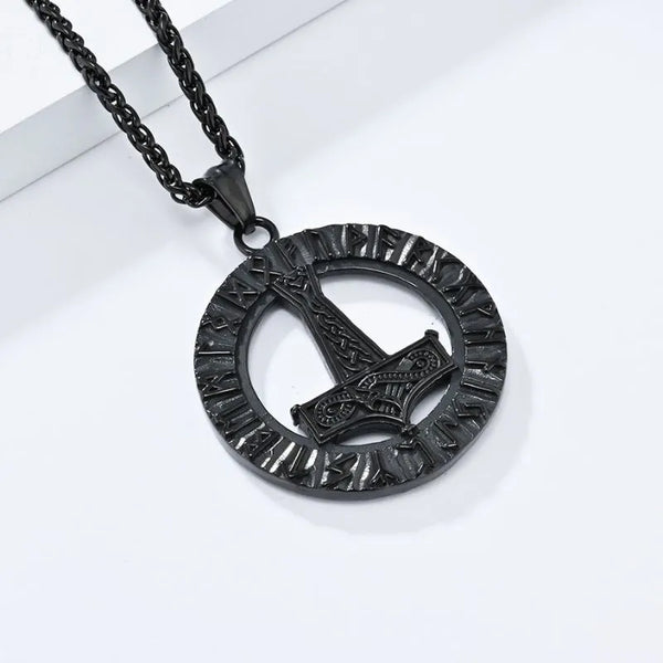 ULIKING JEWELRY PENDANT Viking Thor Hammer Rune Pendant Necklace 01