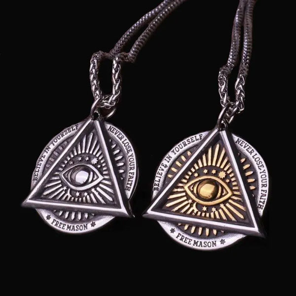 Viking Triangle Demon Eye Stainless Steel Pendant Necklace