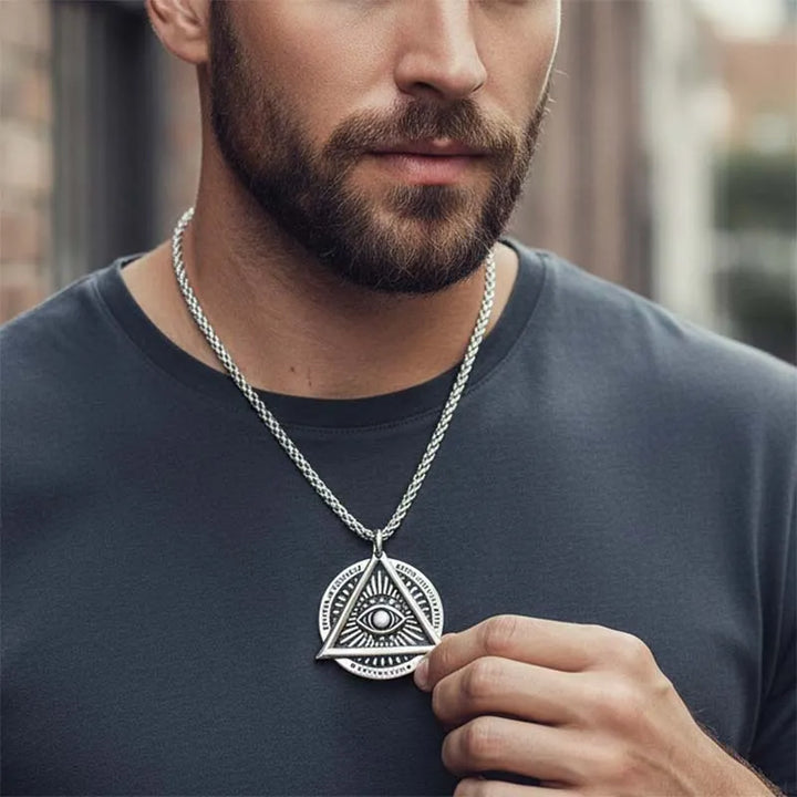 ULIKING JEWELRY PENDANTS Viking Triangle Demon Eye Stainless Steel Pendant Necklace 04