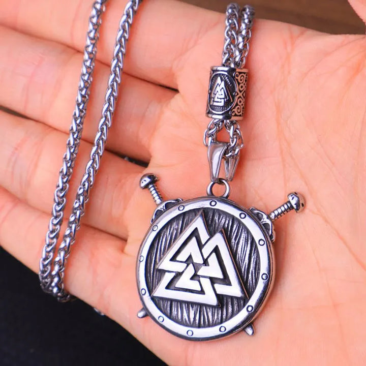 ULIKING JEWELRY PENDANTS Viking Valknut Alarm Clock Stainless Steel Pendant Necklace 03