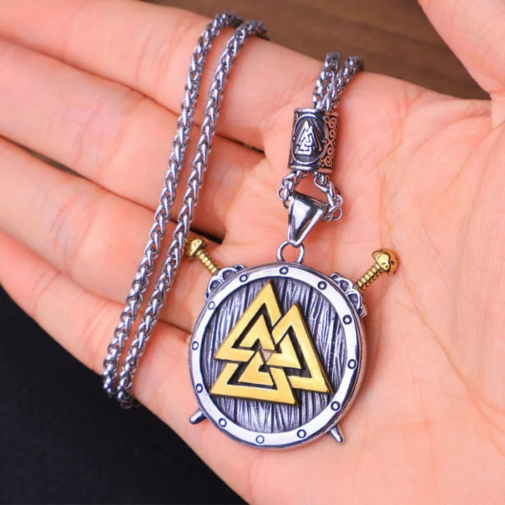 ULIKING JEWELRY PENDANTS Viking Valknut Alarm Clock Stainless Steel Pendant Necklace 04