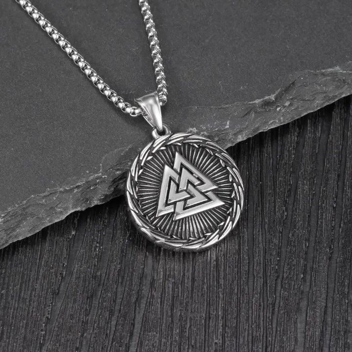 ULIKING JEWELRY PENDANTS Viking Valknut Stainless Steel Pendant Necklace 01