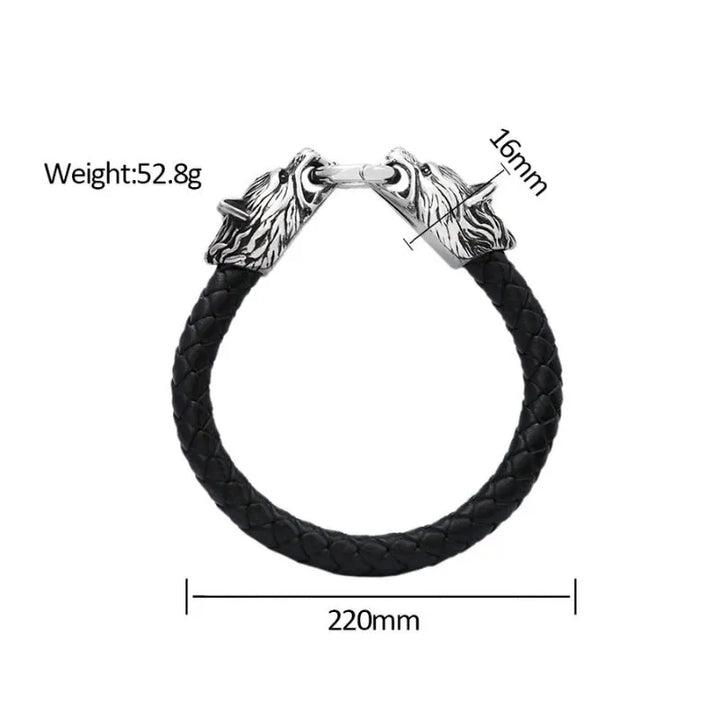  ULIKING JEWELRY BRACELETS Viking Wolf Head Leather Cord  Bracelet  03
