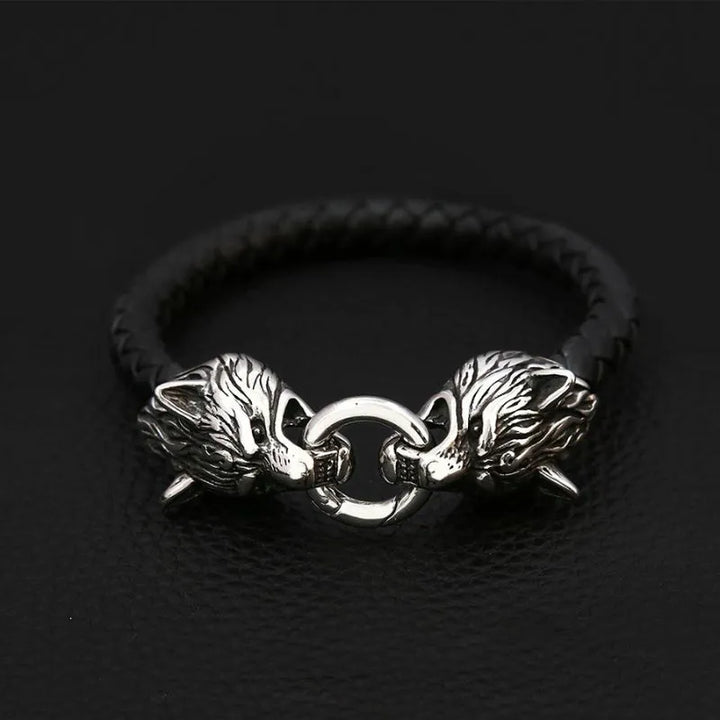 ULIKING JEWELRY BRACELETS Viking Wolf Head Leather Cord  Bracelet  04