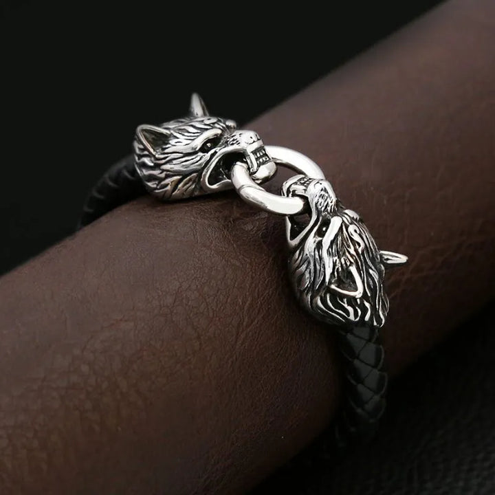 ULIKING JEWELRY BRACELETS Viking Wolf Head Leather Cord  Bracelet  05