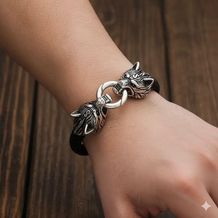  ULIKING JEWELRY BRACELETS Viking Wolf Head Leather Cord  Bracelet  08
