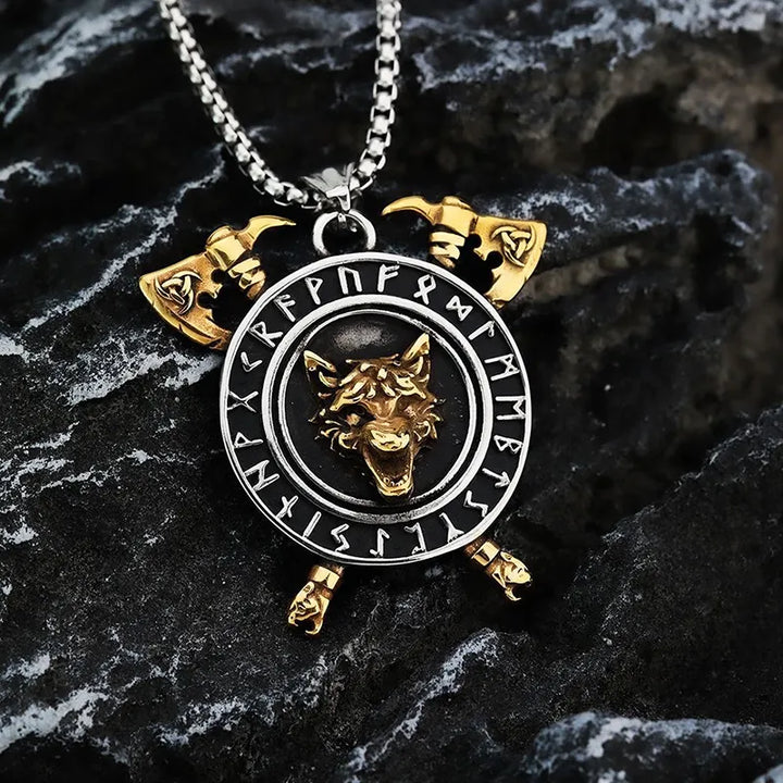  ULIKING JEWELRY PENDANTS Viking Wolf Rune Tomahawk Pendant Necklace 05