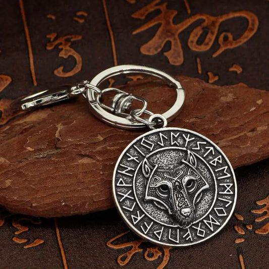 ULIKING JEWELRY KEYCHAIN Viking Wolf with Rune Keychain 01