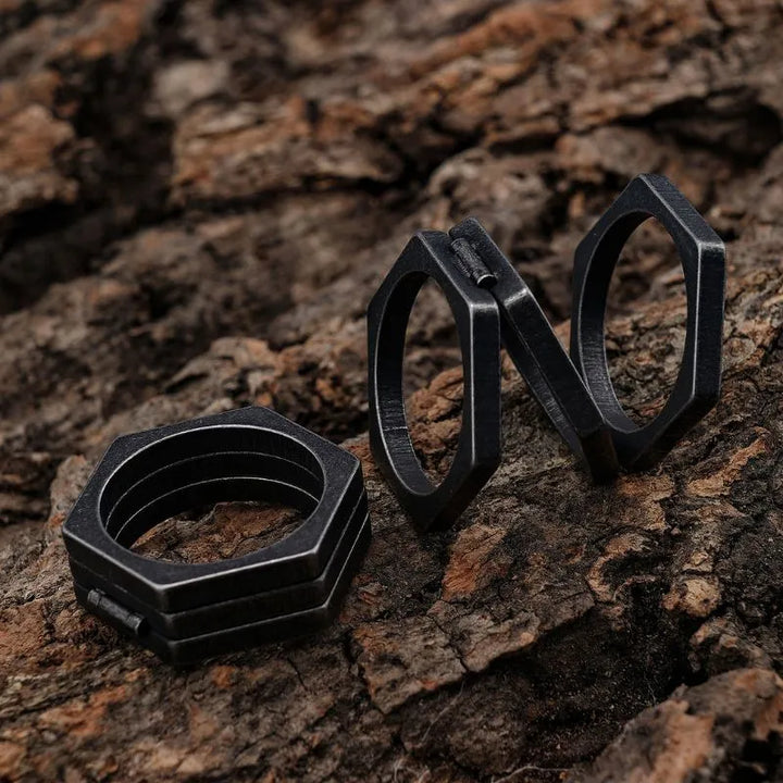 ULIKING JEWELRY RINGS Vintage Brass knuckles Nut Stainless Steel Ring 04