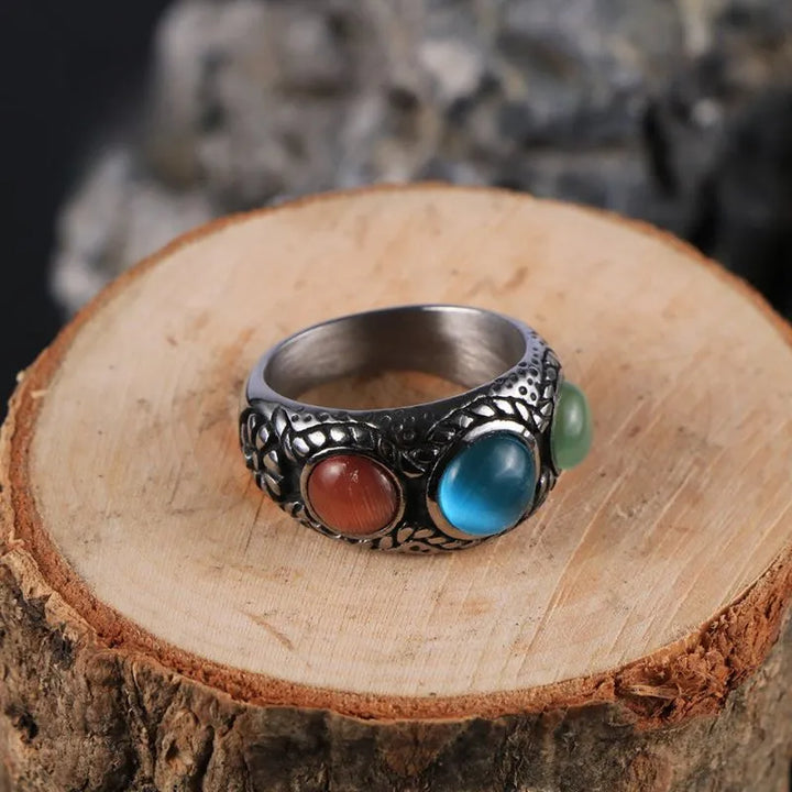ULIKING JEWELRY RINGS  Vintage Cat's Eye  Stainless Steel Ring  02