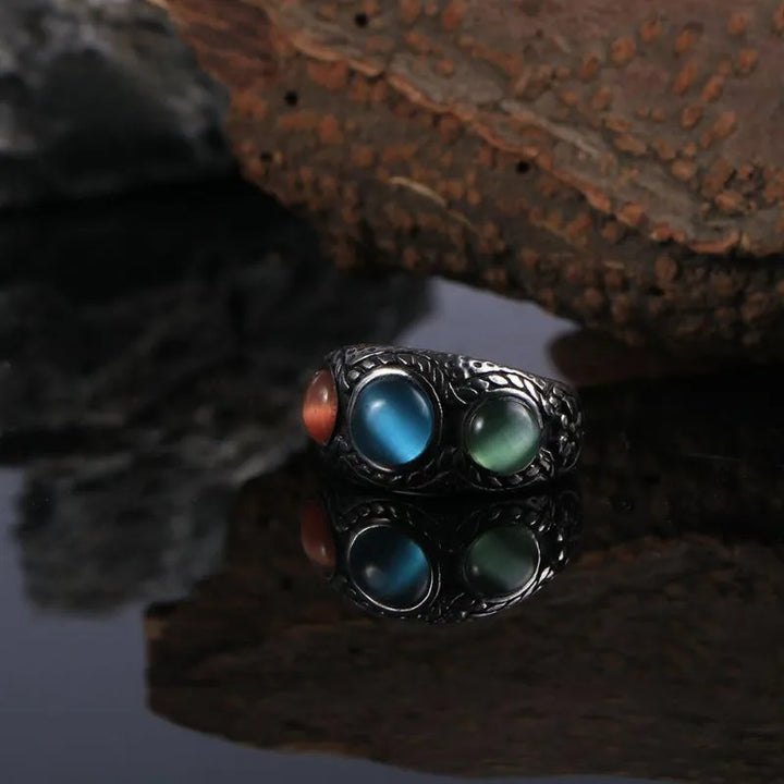 ULIKING JEWELRY RINGS  Vintage Cat's Eye  Stainless Steel Ring  04