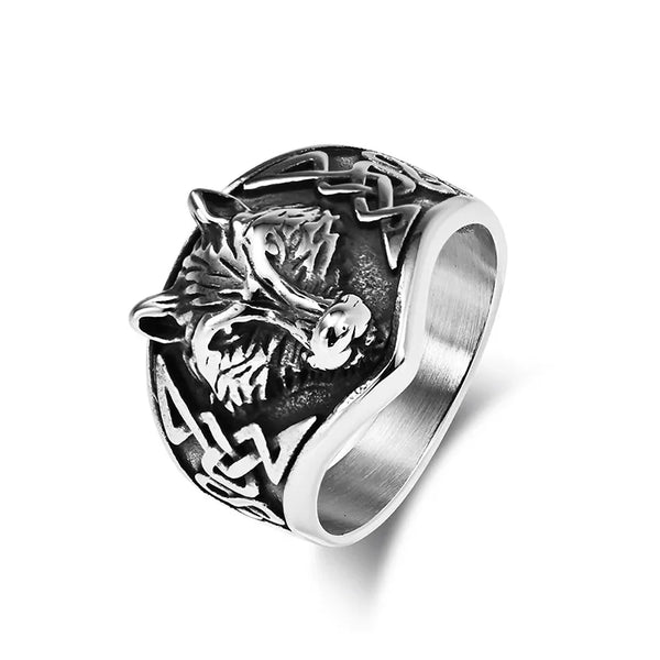 ULIKING JEWELRY RINGS Vintage Celtic Wolf Stainless Steel Ring 01