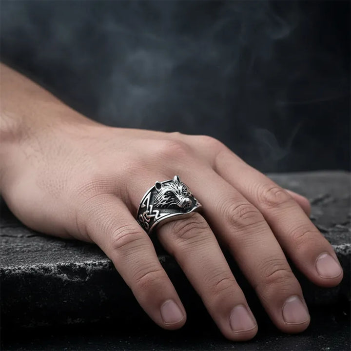 ULIKING JEWELRY RINGS Vintage Celtic Wolf Stainless Steel Ring 03