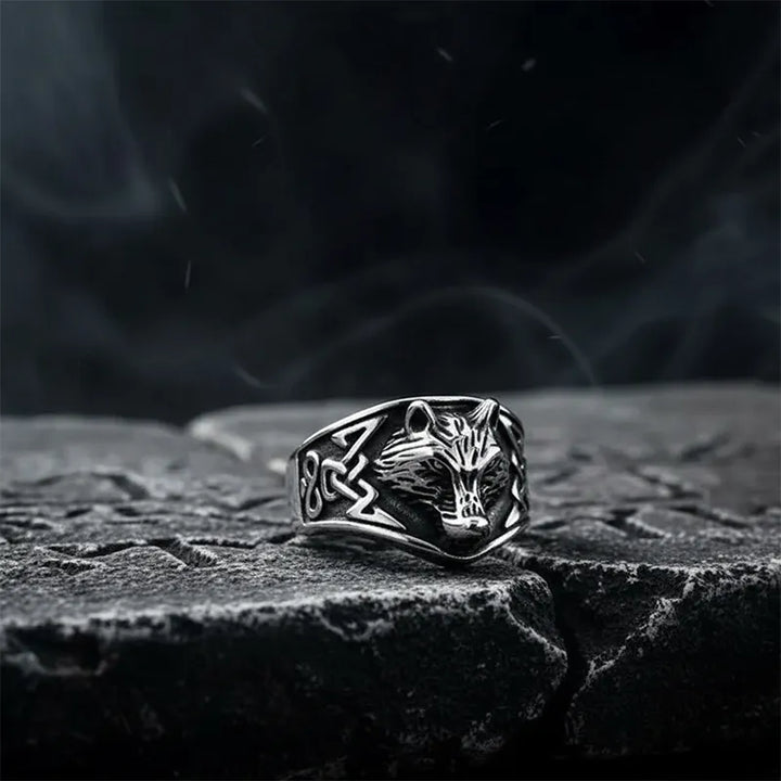 ULIKING JEWELRY RINGS Vintage Celtic Wolf Stainless Steel Ring 06