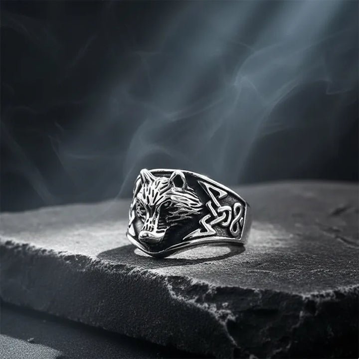 ULIKING JEWELRY RINGS Vintage Celtic Wolf Stainless Steel Ring 05