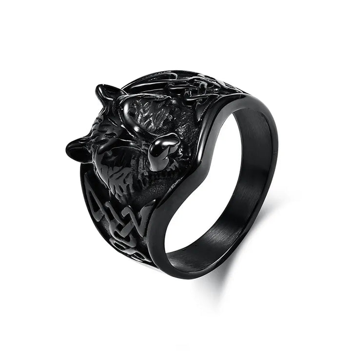 ULIKING JEWELRY RINGS Vintage Celtic Wolf Stainless Steel Ring 02