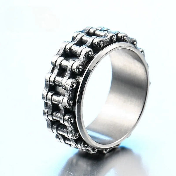 ULIKING JEWELRY RINGS Vintage Chain Spinner  Stainless Steel Ring 01