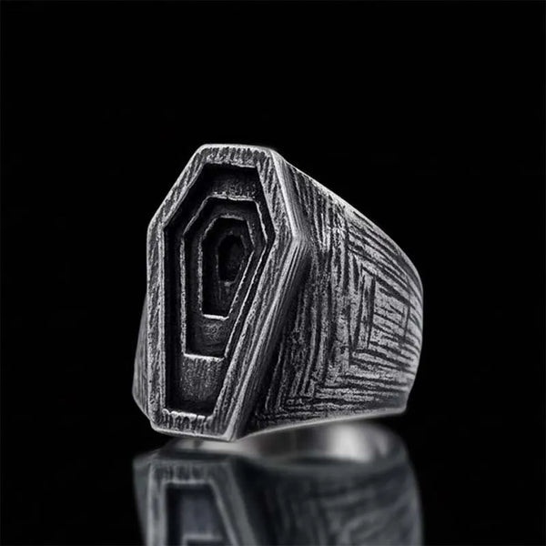 Vintage Coffin Stainless Steel Ring