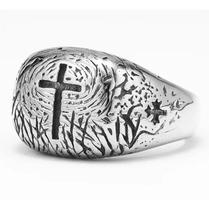 ULIKING JEWELRY RINGS Vintage Cross Stainless Steel Ring 05