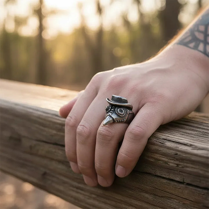ULIKING JEWELRY RINGS  Vintage Crow Skull Stainless Steel Ring 07