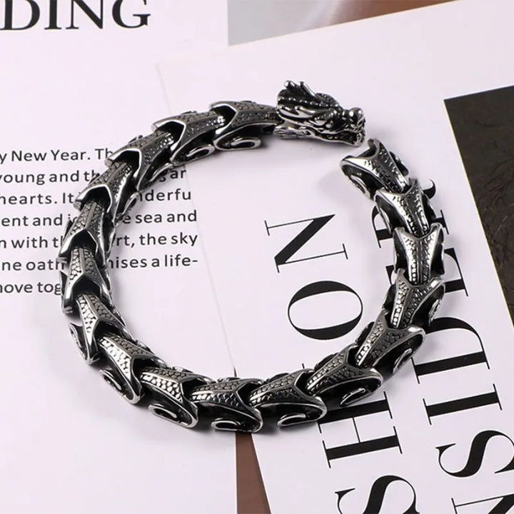  ULIKING JEWELRY BRACELETS Vintage Dragon Scales   Stainless Steel Bracelet 02