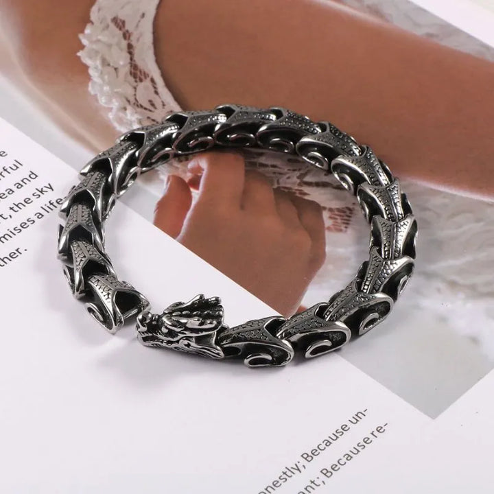  ULIKING JEWELRY BRACELETS Vintage Dragon Scales   Stainless Steel Bracelet 03