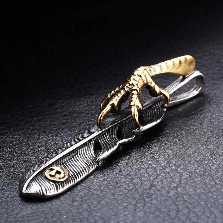 ULIKING JEWELRY PENDANTS Vintage Eagle Claw Feather Stainless Steel Pendant Necklace 03