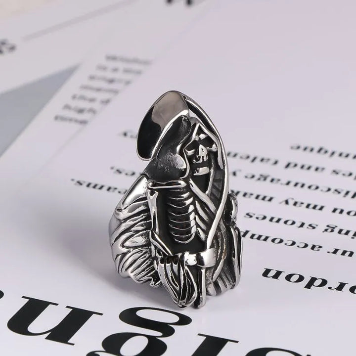 ULIKING JEWELRY Vintage Ghost sickle Stainless Steel Ring 02