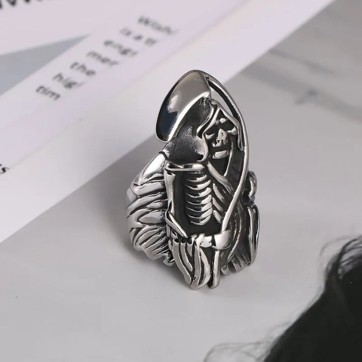 ULIKING JEWELRY Vintage Ghost sickle Stainless Steel Ring 03