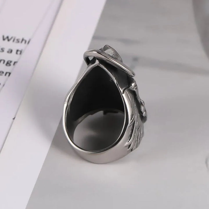 ULIKING JEWELRY Vintage Ghost sickle Stainless Steel Ring 04