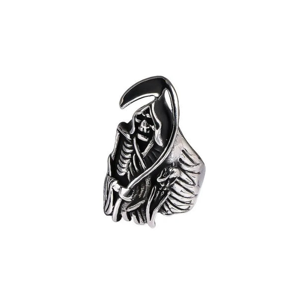ULIKING JEWELRY Vintage Ghost sickle Stainless Steel Ring 05