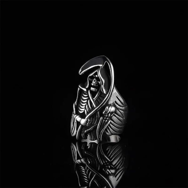 ULIKING JEWELRY Vintage Ghost sickle Stainless Steel Ring 03