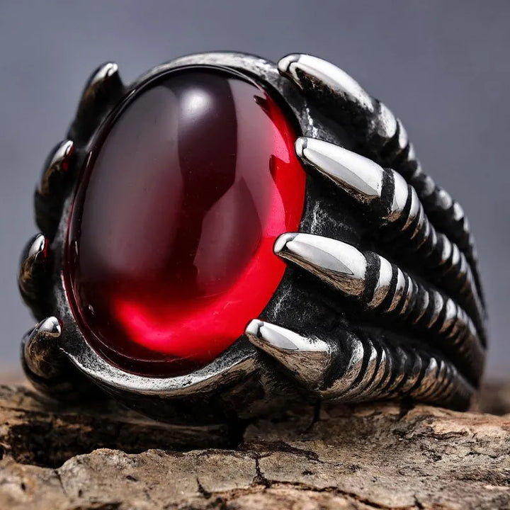 ULIKING JEWELRY RINGS Vintage Gothic Dragon Claw Gemstone Stainless Steel Ring 01